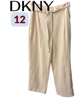 DKNY Cream Wide-Leg Drawstring Pants NWOT